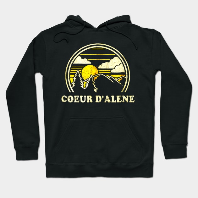 Coeur dAlene Idaho ID Shirt Vintage Hiking Mountains Hoodie by Jipan